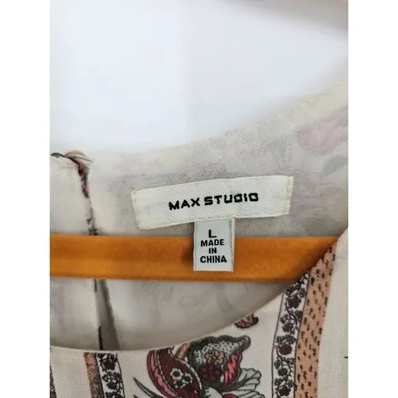 Max Studio Floral Sleeveless Trapeze Top Large - Picture 4 of 8